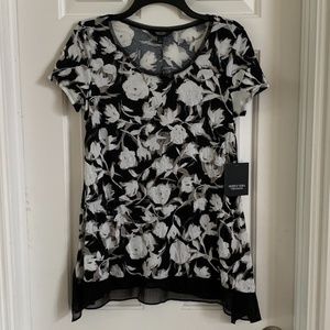 Vera Wang Black and White Floral Top
